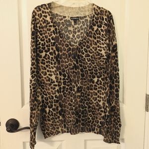 Express V-neck Animal Print Sweater